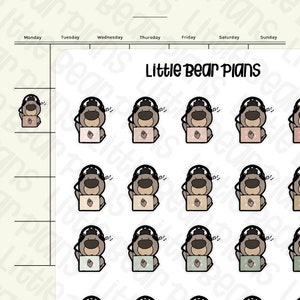Musik Bär mit Kopfhörern Arbeits Deco Sticker | Reisepass-Größenblatt - Littlebearplans