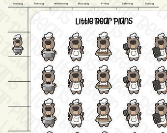 Chef-Bär, der Aufkleber kocht Datenblatt für Reisepässe - Littlebearplans