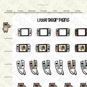 Stickers ours gaming S1055 | Feuille au format passeport - Littlebearplans
