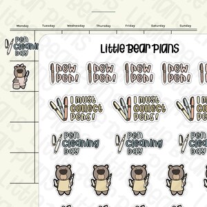 Stickers déco ours stylo plume | Feuille au format passeport - Littlebearplans