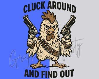 Funny Chicken Cowboy PNG: Retro Western Graphic (Digital Download)