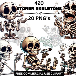 420 Stoner Skeleton Cartoon Characters, Smoke Marijuana PNG, Weed Clipart, Funny 420, Funny Stoner, Digital Download, Free Commercial Use