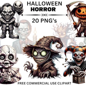 Halloween Horror Clipart Bundle: Creepy Goth PNG Images (Digital Download)