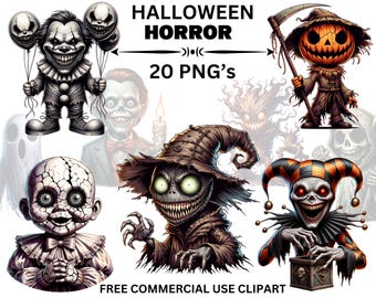 Halloween Horror Clipart Bundle: Creepy Goth PNG Images (Digital Download)