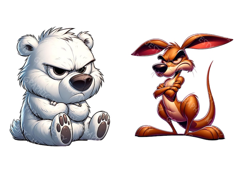 Grumpy Zoo Animals Clipart Bundle: Angry Safari PNG Prints (commercial ...
