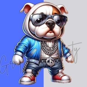 Cute Urban Dog PNG Instant Download T Shirt Graphics, Trendy Animal Image Files,  Thug DTF Transfer Sublimation Designs, Commercial Use