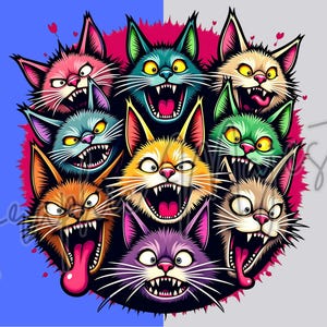 Funny Grumpy Cats Clip Art Bundle, Cute Angry Cartoon Felines Clipart, Grumpy Animals DTG, Animal PNG, Free Commercial Use, Digital Download