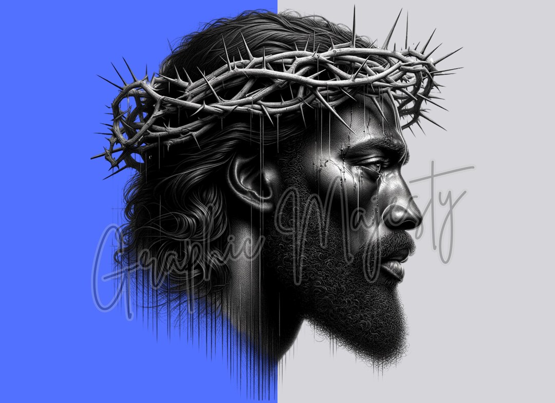 Black Jesus Christ PNG: Crown of Thorns Graphic (digital Download