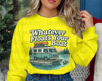 Lake Life PNG: Retro Van, Pontoon Boat Clipart (Digital Download)