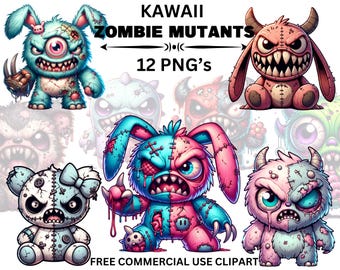 Kawaii Zombie Mutant PNG Clipart: Graffiti Art, Commercial Use (Digital Download)