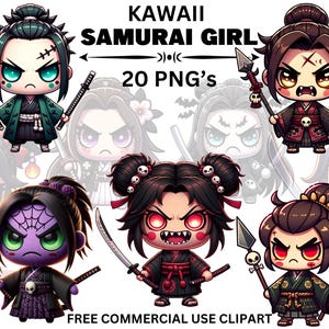 Samurai Girl Clipart, Japanese Culture, Female Warrior Art, Kimono Png, Cultural Symbols, Cultural Art, Clipart Dolls, Asian Designs, Kawaii