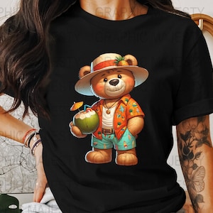 Colorful Cartoon Teddy Bear PNG, Vacation Bear Instant Digital Download, Hip Hop Animal Urban DTF, Graffiti Bear Graphic Tee, Luxury Design