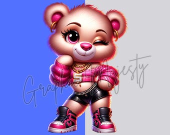 Orsacchiotto Hip Hop PNG: Clipart di graffiti urbani (download digitale)