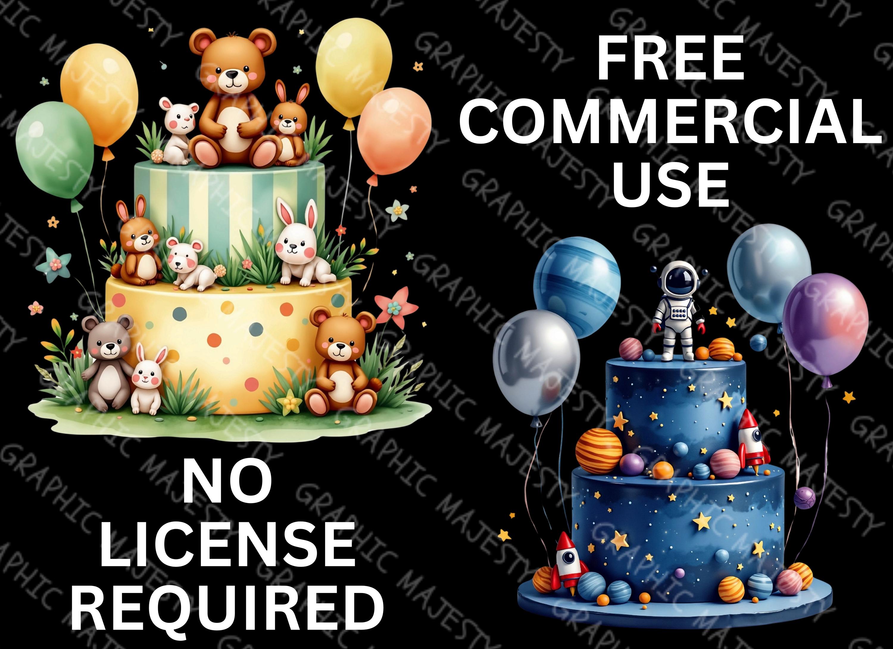 Watercolor Birthday Cake Clipart: Party PNG Images (digital Download ...