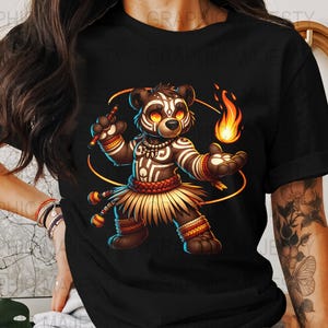 Oso de peluche colorido PNG, Oso tribal descarga digital instantánea, Animal urbano DTF lindo, Camiseta gráfica de oso con grafiti, Diseño de panda hawaiano