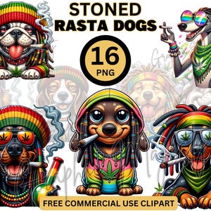 Rasta Dog PNG, Trendy Urban Sublimation Design, Hip Hop Jamaican T-shirt, Hoodie and T shirt DTF, 420 Stoner Art, Digital Instant Download