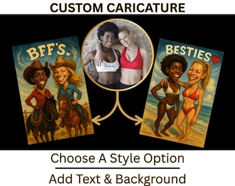 Custom Caricature Portrait: Funny Cartoon Gift from Photo (Digital Download