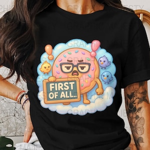 Descarga digital de archivos PNG de donas divertidas, pájaros adorables, dona geek, clipart de donas, donas PNG de dibujos animados para calcomanías, arte de donas imprimible