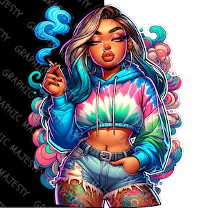 Cute Streetwear Girl PNG, Trendy Hip Hop Clipart Design, Urban DTG, Stoner Female Cartoon, Free Commercial Use Sublimation, Digital Download