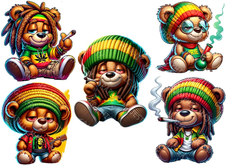 Stoned Rasta Stoned Rasta Teddy Bear Jamaican Art, Marijuana PNG Weed Clipart, Funny ...
