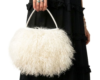 Red Fox Fur Handbag: Genuine Leather Shoulder Bag in Red. - Etsy