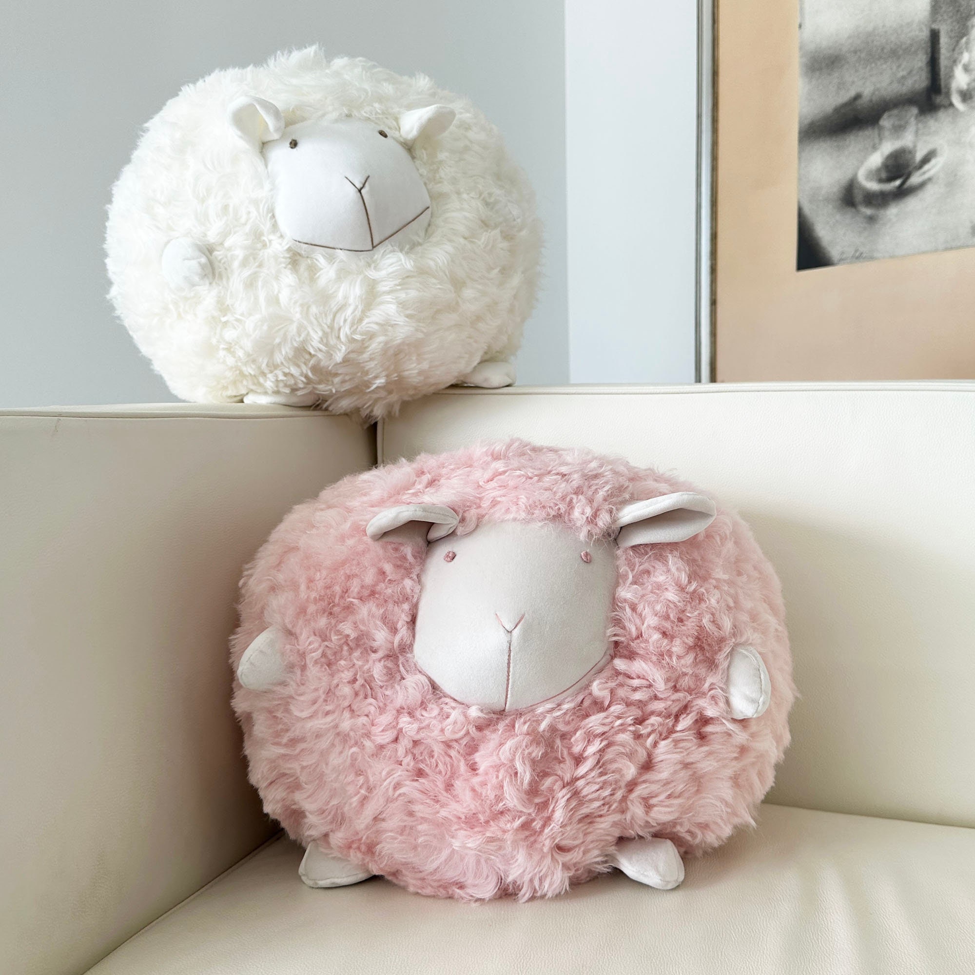 Plush Sheep Pillow: Soft Mongolian Lambskin (15-inch, Multiple