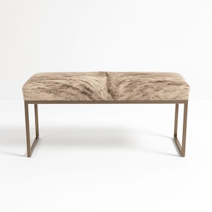 Exotic Cowhide Metal Bench | Dull Nickel Finish | Genuine Cowhide | Assorted Finishes