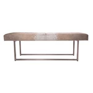 Palazzo Cowhide Metal Bench – White & Brown Speckle Cowhide