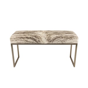 Exotic Cowhide Metal Bench | Dull Nickel Finish | Genuine Cowhide | Assorted Finishes