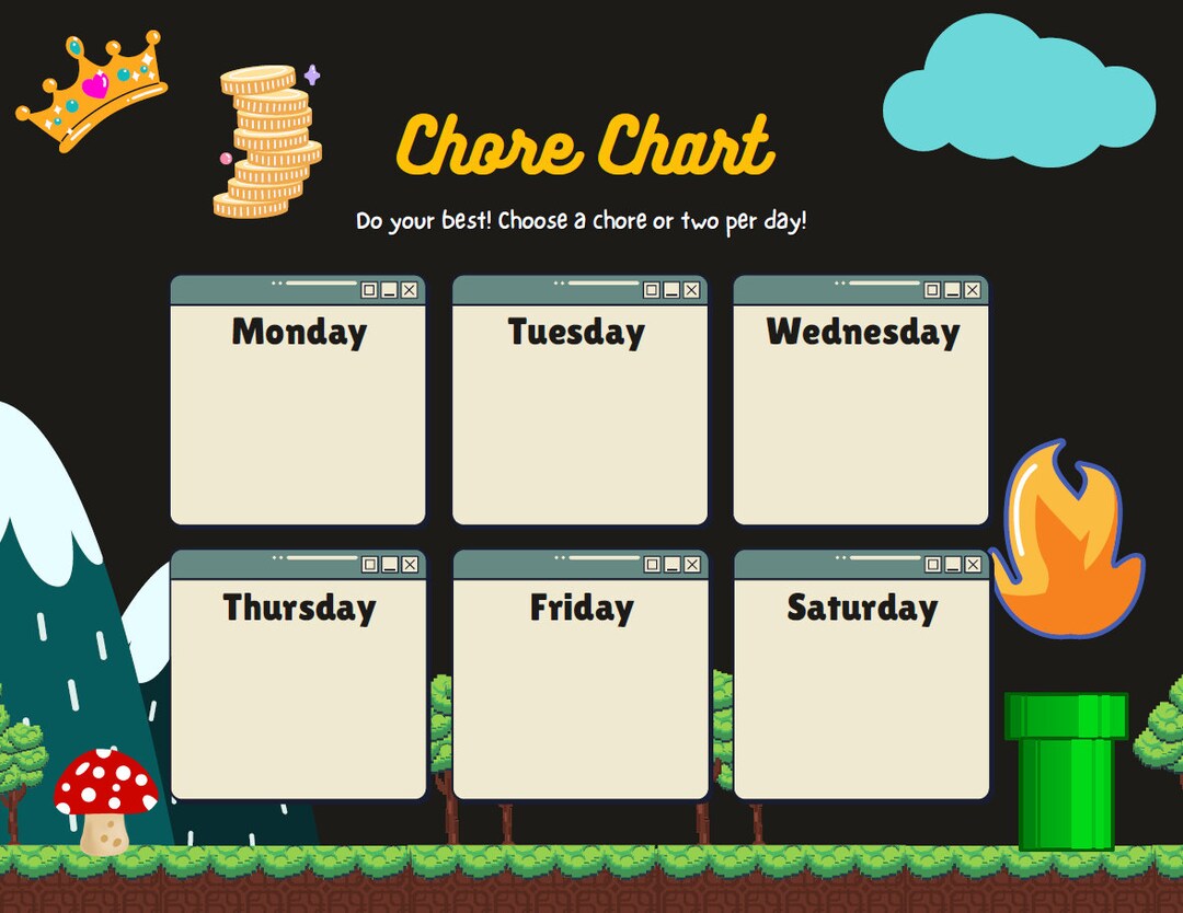 Chore Chart Customizeable, Printable - Etsy