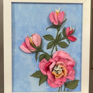 3D Sculpture Painting on Photo Frame , Wall Decor, Textured Art, Handmade , For Her , Gifts ,Art work , 3D painting, Flowers