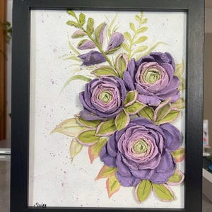 3D Sculpture Painting on Photo Frame , Wall Decor, Textured Art, Handmade , For Her , Gifts ,Art work , 3D painting, Flowers