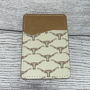 Cartera para teléfono con diseño de toro occidental, tarjetero, iPhone, billetera para teléfono, tarjetas, obsequios, despegar y pegar, vibraciones del oeste, toro, accesorio para teléfono
