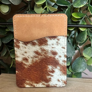 Cartera para teléfono de piel de vaca, tarjetero, iPhone, billetera para teléfono, tarjetas, regalos, despegar y pegar, estilo western, accesorio para teléfono, vaca, piel de vaca