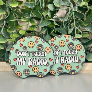 Radio Car Coaster| don’t touch my radio / mom/ car coaster/ mom life/ car accessory/ flowers/retro/retro vibes/ retro mom/retro