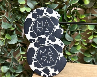 Mama Cow Print Car Coaster| rodeo mom / mom/ car coaster/ mom life/ car accessory/cowboy/cowgirl/western life