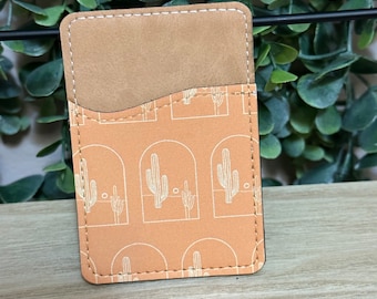 Terracotta Cactus Phone Wallet Card Holder| iPhone/phone wallet/cards/gifts/peel and stick/ western vibes/cactus/ phone accessory