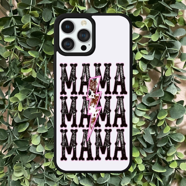 Mama phone case |Phone Case/iPhone/gifts/phone accessory/iPhone case/mama/cow print/lightening bolt/western/western mama/iPhone 15