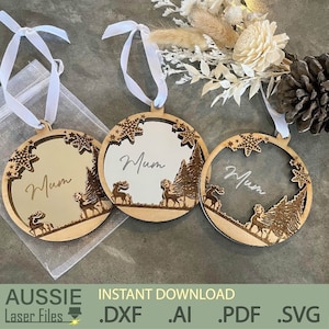 Pallina di Natale con nome personalizzato File tagliati al laser a strati / File DXF SVG PDF Ai Laser / Download istantaneo