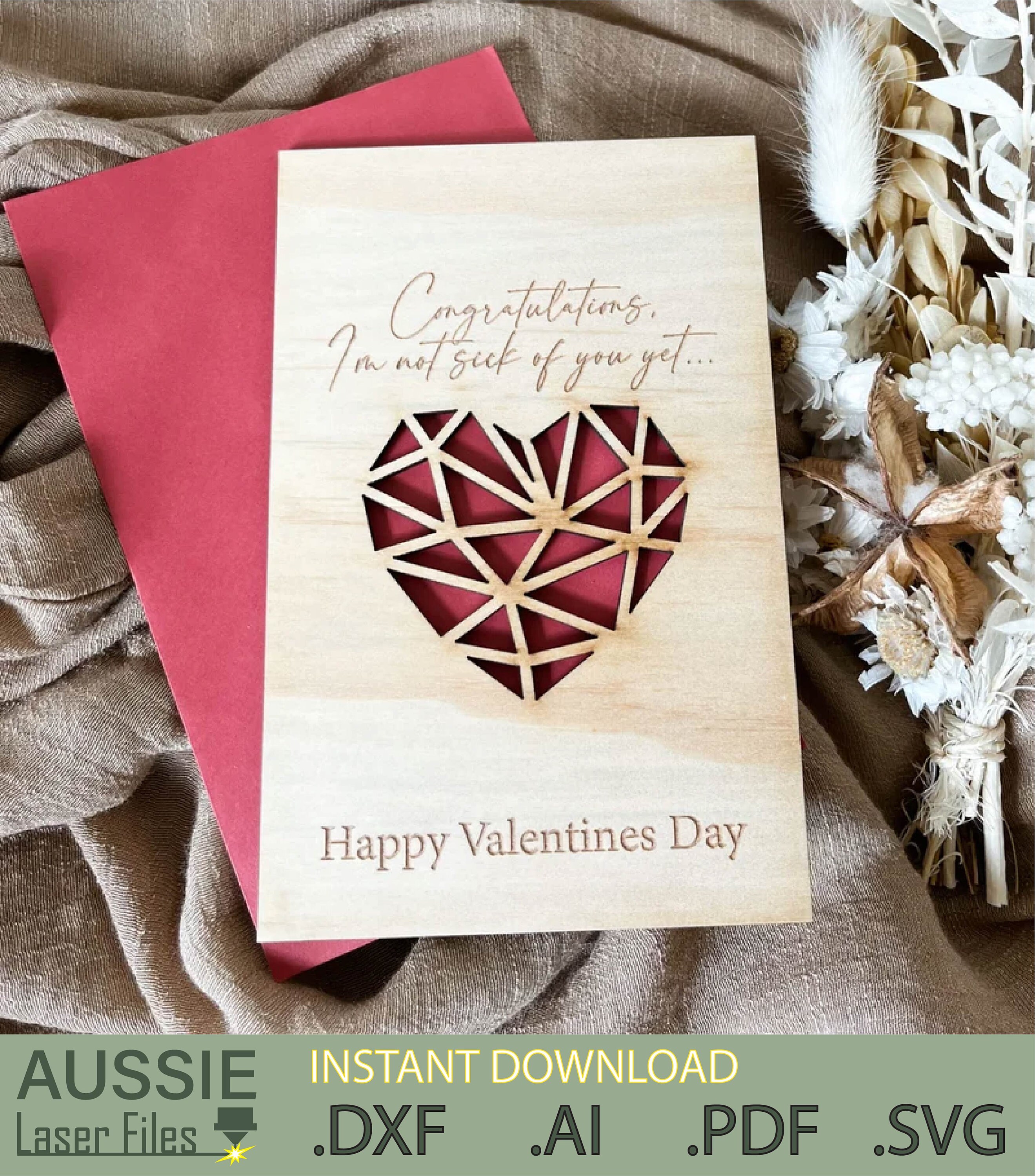 Valentines Day Card Funny Cheeky Lovely Laser Cut Files DXF SVG PDF Ai ...