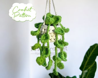 Hanging Plant crochet pattern, Crochet Car Pothos Plant, Crochet hanging plant for car, Hanging Plant Pattern, Hanging basket crochet,