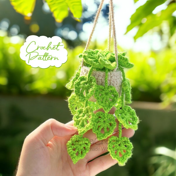 Drooping Leave Crochet Pattern, Hanging Plant crochet pattern, Crochet hanging plant for car, Hanging Plant Pattern, Hanging basket crochet