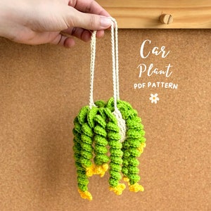 Hangend bloemenmand haakpatroon, plant haakpatroon, bloem hangend haakpatroon, auto hangend haakpatroon