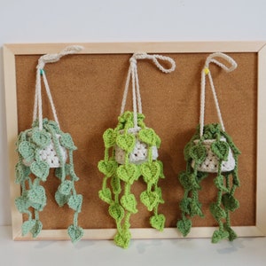 Pothos Plant Crochet Pattern, Car Hanging Plant Pattern, Car Hanging Plant Crochet Pattern,  Flower Basket Hanging Crochet