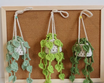 Pothos Plant Crochet Pattern, Car Hanging Plant Pattern, Car Hanging Plant Crochet Pattern,  Flower Basket Hanging Crochet