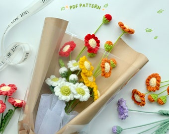 Daisy Flower Crochet Pattern, Crochet Flower Bouquet Pattern, Crochet Flower Pattern, Wedding Flower