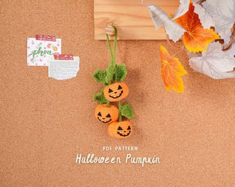 Halloween Pumpkin Crochet Pattern, Halloween Crochet Pattern, Car Hanging PDF Tutorial, Cute Pumpkin Amigurumi PDF, DIY Crochet Car Decor