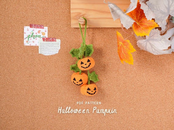 Halloween Pumpkin Crochet Pattern, Halloween Crochet Pattern, Car Hanging PDF Tutorial, Cute Pumpkin Amigurumi PDF, DIY Crochet Car Decor