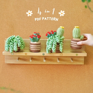 Catus Basket szydełkowy wzór, Sedum Burrito Basket szydełkowy wzór, Grubosz jajowaty Hobbit Crochet, szydełkowy wzór rośliny doniczkowej