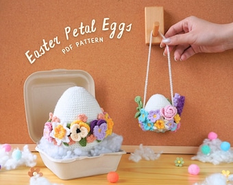Easter Petal Eggs Crochet Patterns Bundle | Easter Egg Flowers Pot Pattern, Easter Egg Flowers Pattern, Easter Day Crochet Pattern